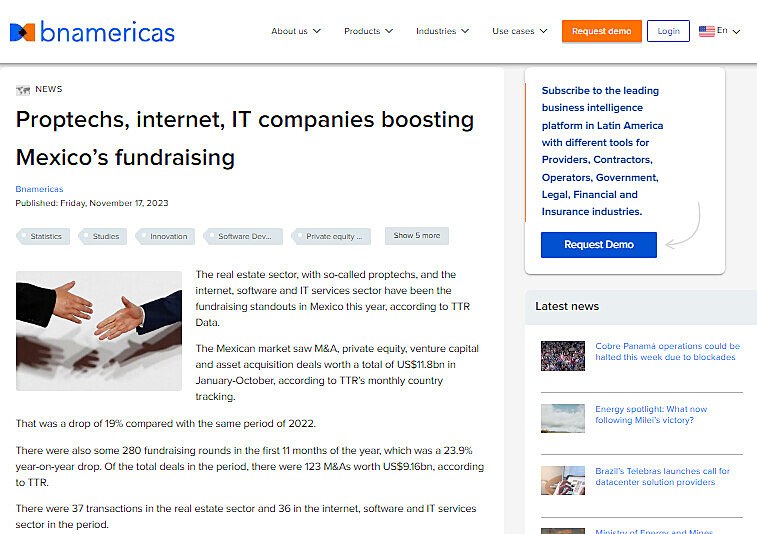 Proptechs, internet, IT companies boosting Mexicos fundraising